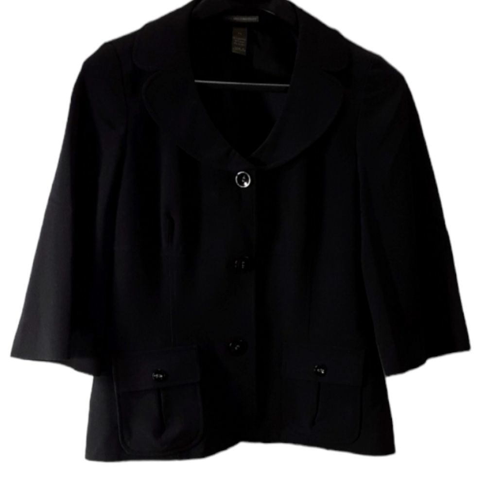 Hillard & Hanson size XL black lined blazer Preowned 3/4 Flared sleeve *